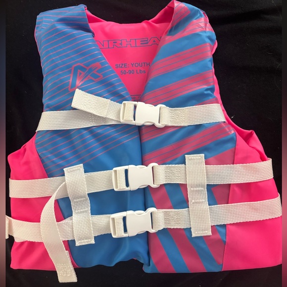 Other - AiRHEAD Youth Life Jacket - Pink & Blue PFD with White Buckles - 50-90 lbs *NEW*